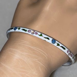 Vintage Enamel Sterling Bangle Bracelet